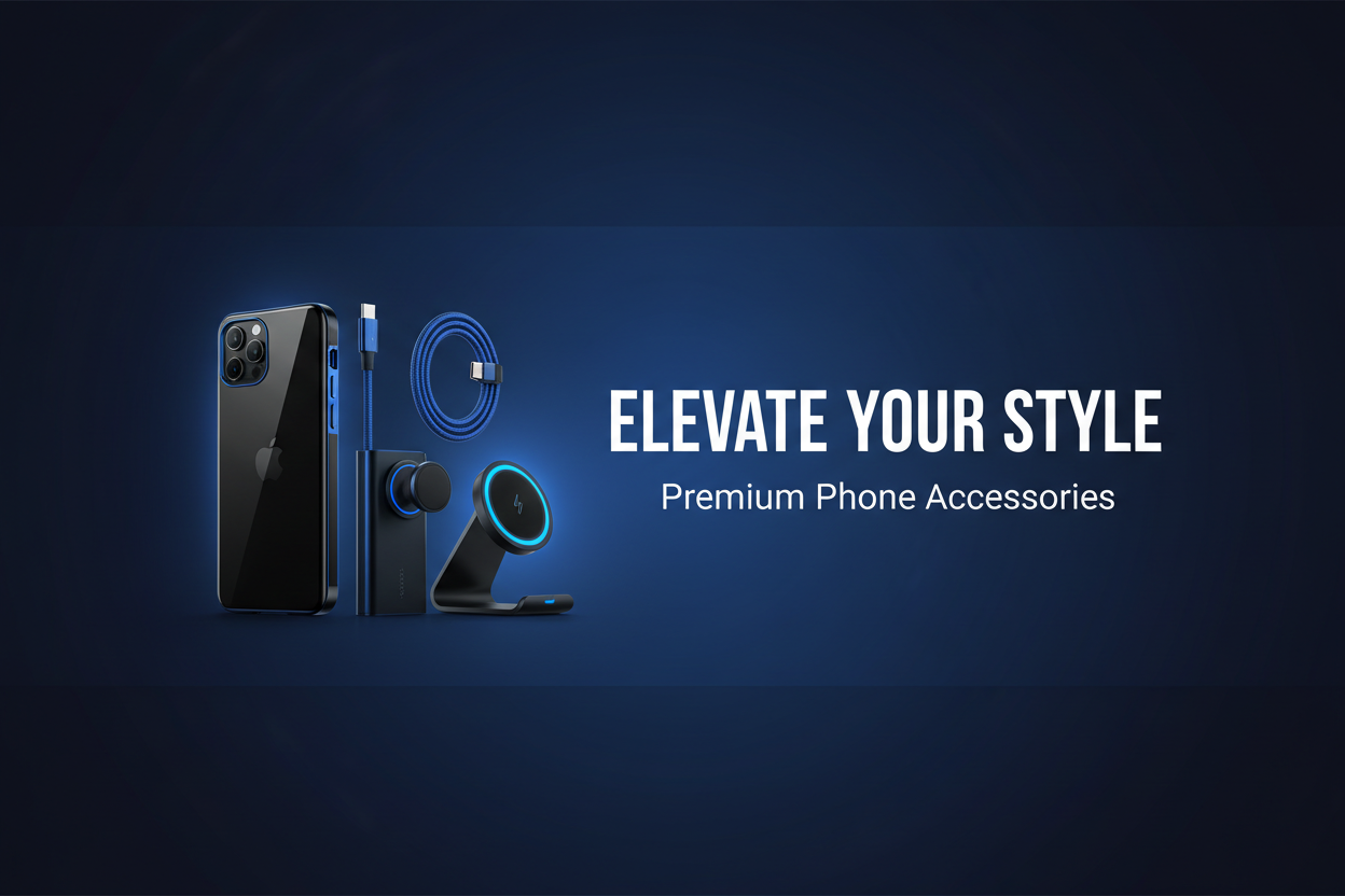 Premium Phone Accessories Banner with Text